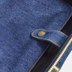 Pre Owned Chanel Blue Denim Timeless Lunch Box Vanity Handbag