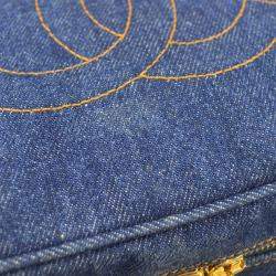 Pre Owned Chanel Blue Denim Timeless Lunch Box Vanity Handbag