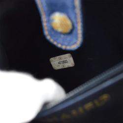 Pre Owned Chanel Blue Denim Timeless Lunch Box Vanity Handbag