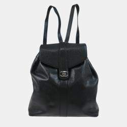 Chanel Black Calfskin CC Turnlock Backpack