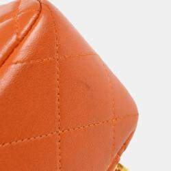Chanel Orange Lambskin Classic Flap Chain Backpack