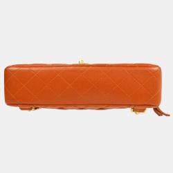 Chanel Orange Lambskin Classic Flap Chain Backpack