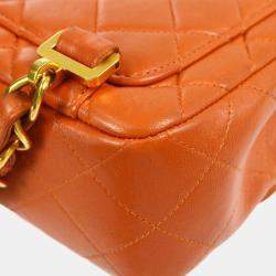 Chanel Orange Lambskin Classic Flap Chain Backpack