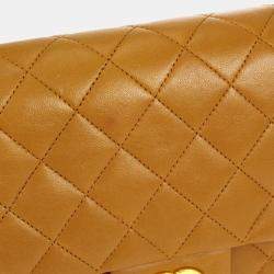 Pre Owned Chanel Brown Lambskin Medium Classic Double Flap Shoulder Bag