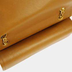 Pre Owned Chanel Brown Lambskin Medium Classic Double Flap Shoulder Bag
