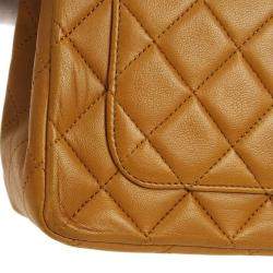 Pre Owned Chanel Brown Lambskin Medium Classic Double Flap Shoulder Bag