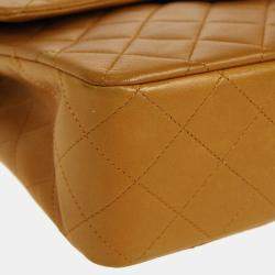 Pre Owned Chanel Brown Lambskin Medium Classic Double Flap Shoulder Bag