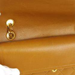 Pre Owned Chanel Brown Lambskin Medium Classic Double Flap Shoulder Bag