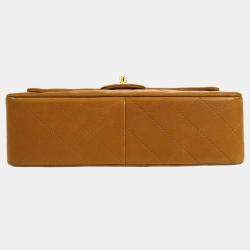 Pre Owned Chanel Brown Lambskin Medium Classic Double Flap Shoulder Bag