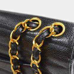 Pre Owned Chanel Black Calfskin Medium Classic Single Flap Double Chain Shoulder Bag