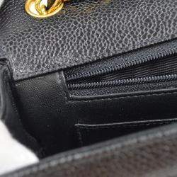 Pre Owned Chanel Black Calfskin Medium Classic Single Flap Double Chain Shoulder Bag