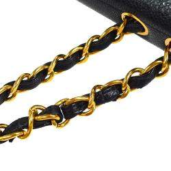 Pre Owned Chanel Black Calfskin Medium Classic Single Flap Double Chain Shoulder Bag