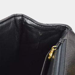 Pre Owned Chanel Black Calfskin Chevron Maxi Classic Flap Chain Shoulder Bag