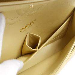 Pre Owned Chanel Beige Calfskin Medium Classic Double Flap Shoulder Bag