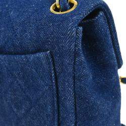 Pre Owned حقيبة شانيل كلاسيك دينم أزرق صغيرة مربعة بقلاب كتف