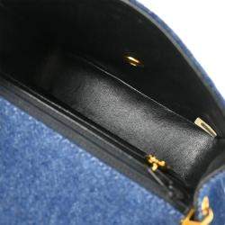 Pre Owned حقيبة شانيل كلاسيك دينم أزرق صغيرة مربعة بقلاب كتف