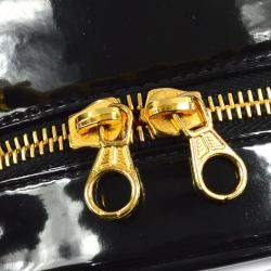 Chanel Black Patent Leather Round Vanity Handbag