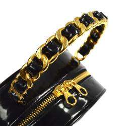 Chanel Black Patent Leather Round Vanity Handbag