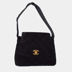 Chanel Black Velvet CC Turnlock Handbag