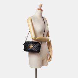 Pre Owned Chanel Black Chevron Lambskin Pyramid CC Camera Bag