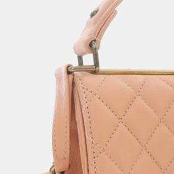 Chanel Pink Small Quilted Goatskin Rita Top Handle Flap