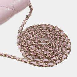 Chanel Pink Quilted Caviar Coco Candy Card Holder on Chain