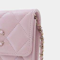 Chanel Pink Quilted Caviar Coco Candy Card Holder on Chain