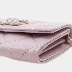 Chanel Pink Quilted Caviar Coco Candy Card Holder on Chain