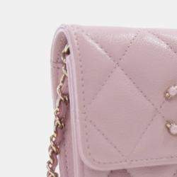 Chanel Pink Quilted Caviar Coco Candy Card Holder on Chain