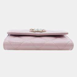 Chanel Pink Quilted Caviar Coco Candy Card Holder on Chain