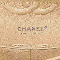 Pre Owned Chanel Beige Medium Classic Caviar Double Flap