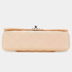 Pre Owned Chanel Beige Medium Classic Caviar Double Flap