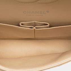 Pre Owned Chanel Beige Medium Classic Caviar Double Flap