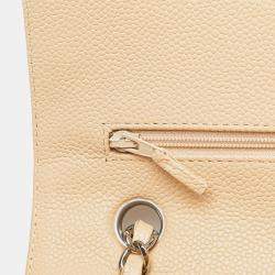 Pre Owned Chanel Beige Medium Classic Caviar Double Flap
