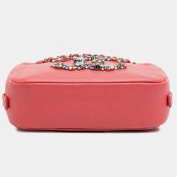 Pre Owned Chanel Pink Lambskin Giant Crystal CC Camera Bag