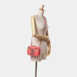 Pre Owned Chanel Pink Lambskin Giant Crystal CC Camera Bag