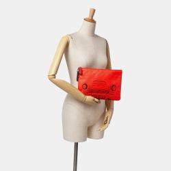Chanel Red Medium Printed Lambskin Cuba La Habana O Case Clutch