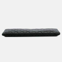 Chanel Black Large Quilted Caviar O Case Clutch