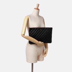 Chanel Black Large Quilted Caviar O Case Clutch