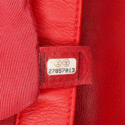Chanel Red Quilted Calfskin Metal Top Handle Envelope Flap