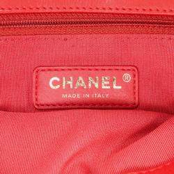 Chanel Red Quilted Calfskin Metal Top Handle Envelope Flap