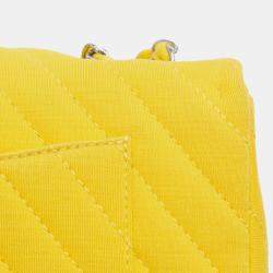 Pre Owned Chanel Yellow Chevron Jersey East West Flap