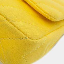 Pre Owned Chanel Yellow Chevron Jersey East West Flap
