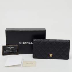 Chanel Black Quilted Caviar Leather CC L-Yen Continental Wallet