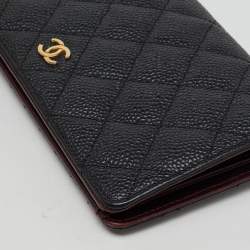 Chanel Black Quilted Caviar Leather CC L-Yen Continental Wallet