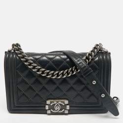 Chanel Black Quilted Leather Medium Boy Flap Bag