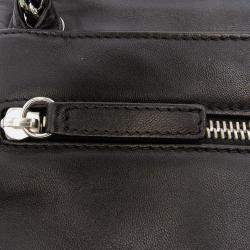 Pre Owned Chanel Black Quilted Metallic Distressed Lambskin CC Crystal Flap