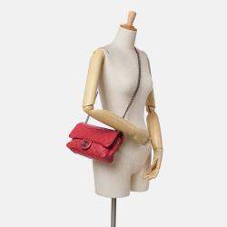 Pre Owned Chanel Pink Small Quilted Iridescent Calfskin Shiva Flap