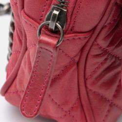 Pre Owned Chanel Pink Small Quilted Iridescent Calfskin Shiva Flap