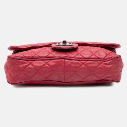 Pre Owned Chanel Pink Small Quilted Iridescent Calfskin Shiva Flap
